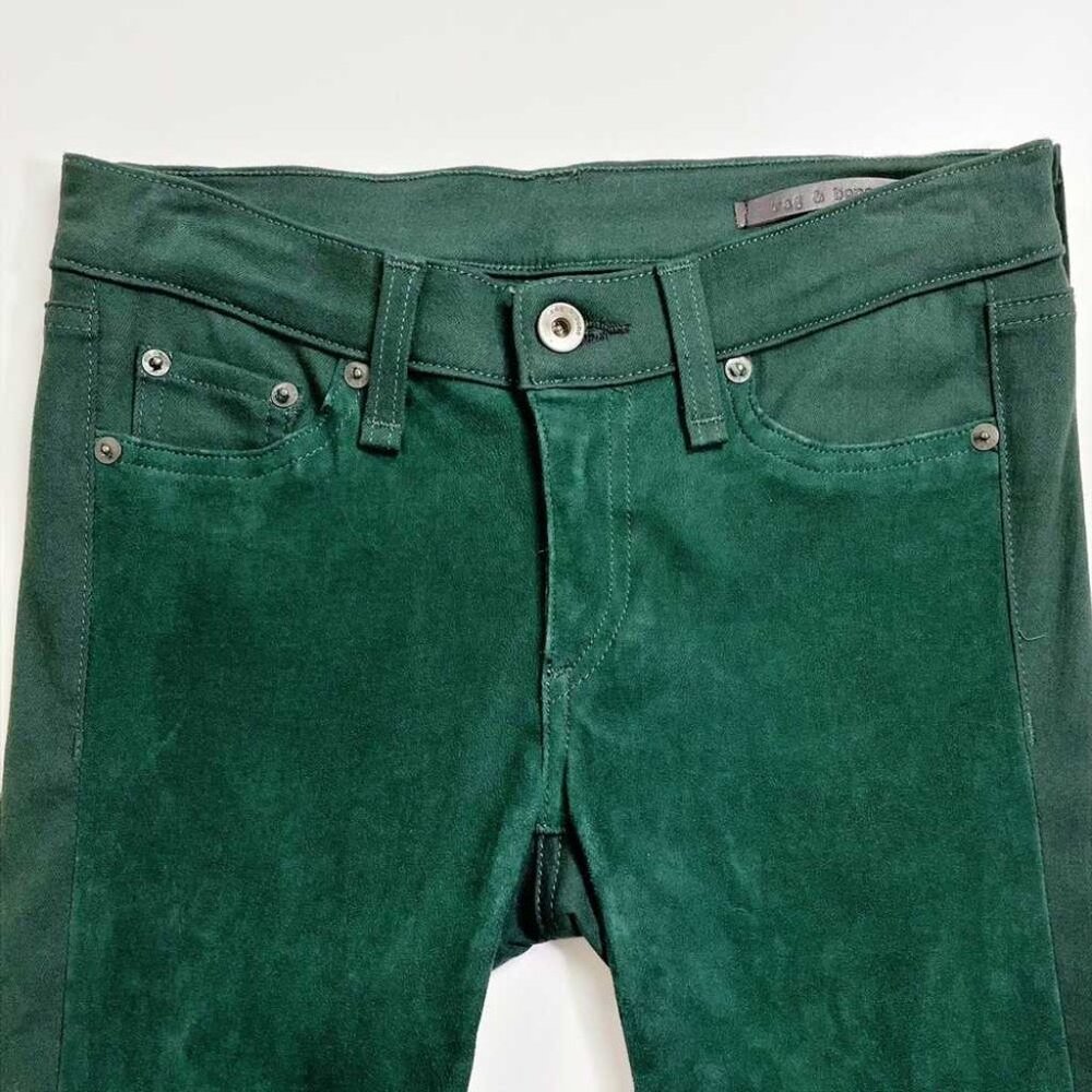 Rag & Bone Jean Hyde Skinny Lambs Leather Suede Green Women's Size 24 - Picture 2 of 14